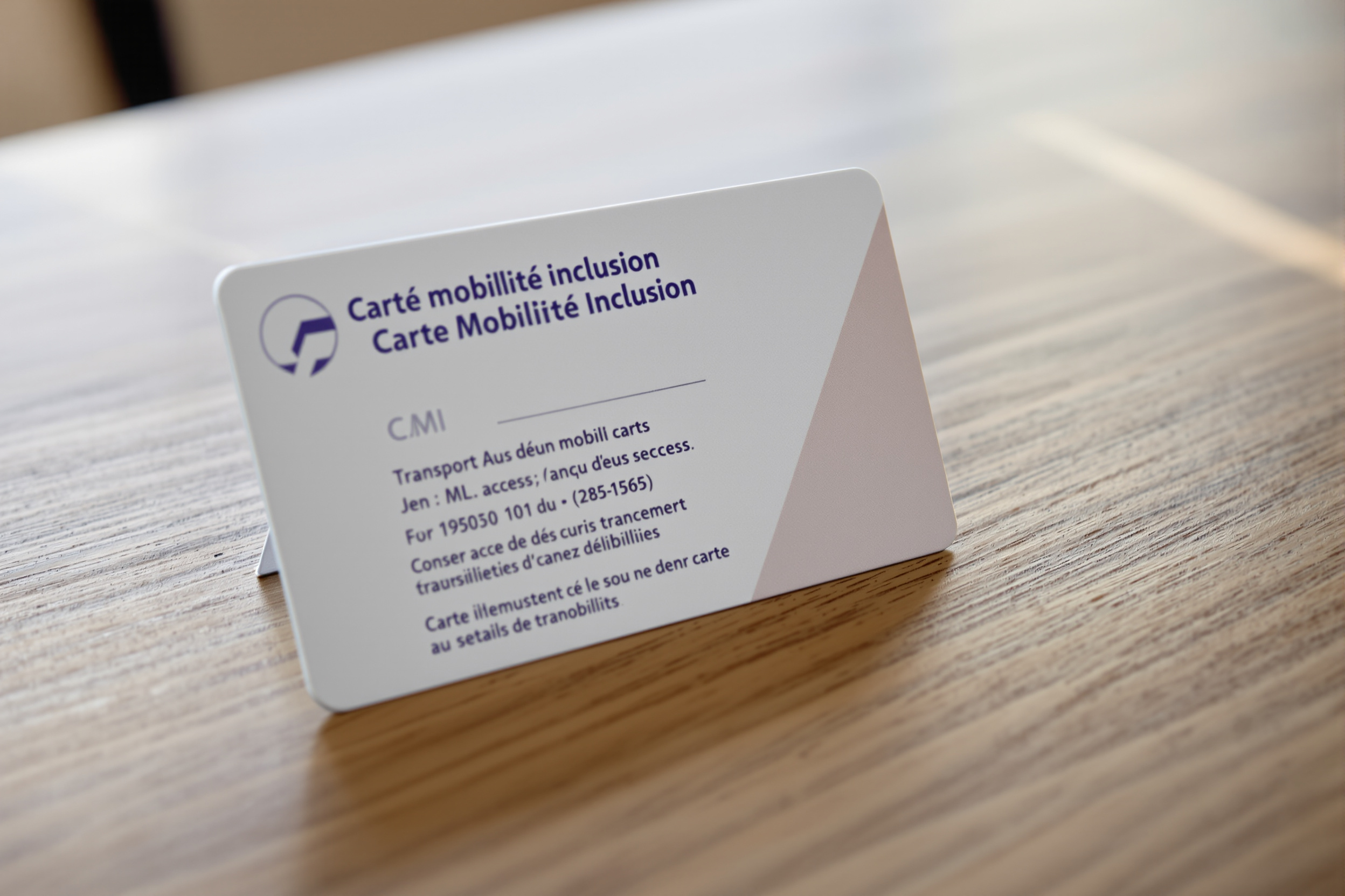 Carte Mobilité Inclusion (CMI) posée sur une table, visible et lisible